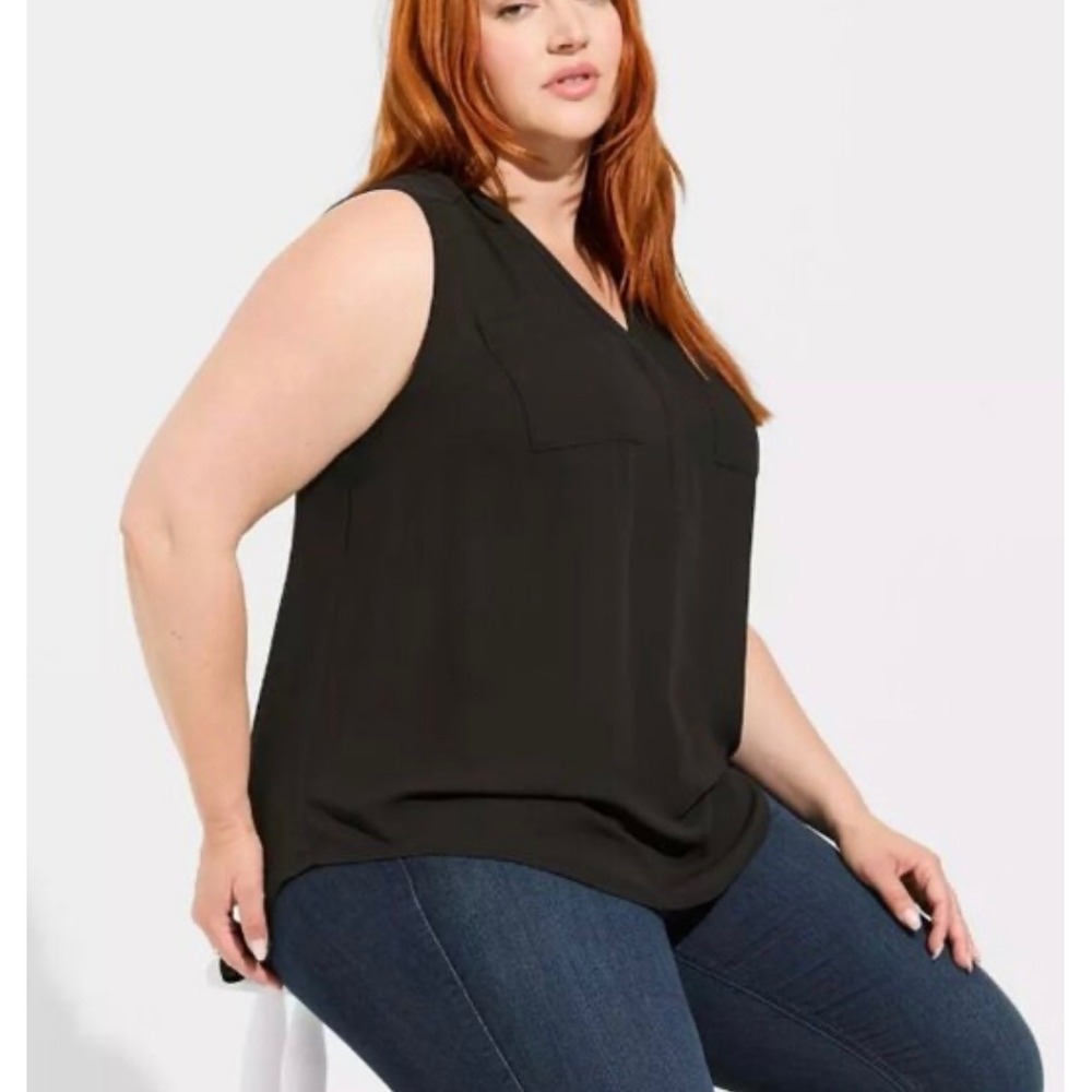 Torrid Plus Size Black Sleeveless Harper Georgette Blouse, Size 2/2X‎ - Picture 2 of 11